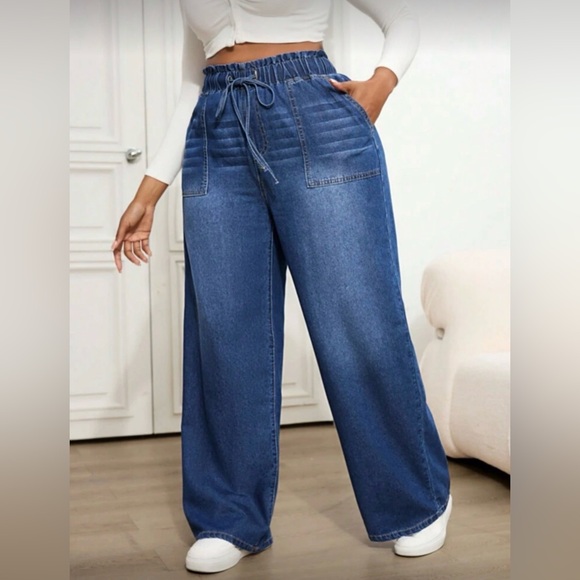 Blue Wide-Leg Women Jeans - Picture 5 of 9